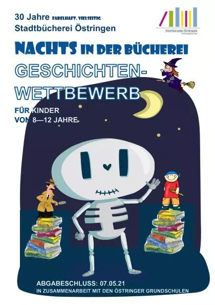 Plakat Geschichtenwettbewerb "Nachts in der Bücherei"